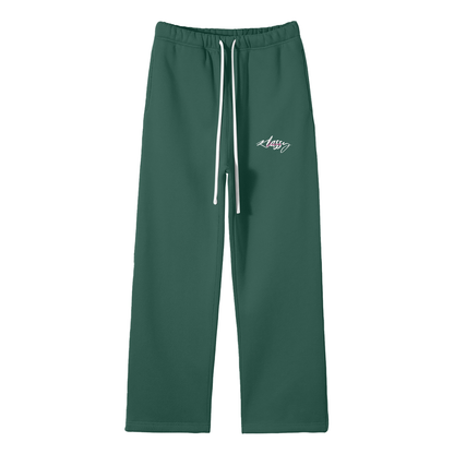 Streetwear Unisex Eden Green Fleece Straight Leg Pants