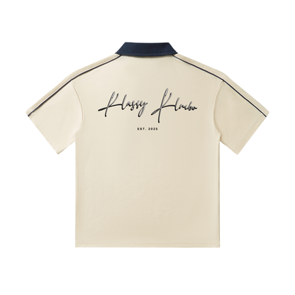 Apricot Contrast Collar Short-Sleeve Polo Shirt