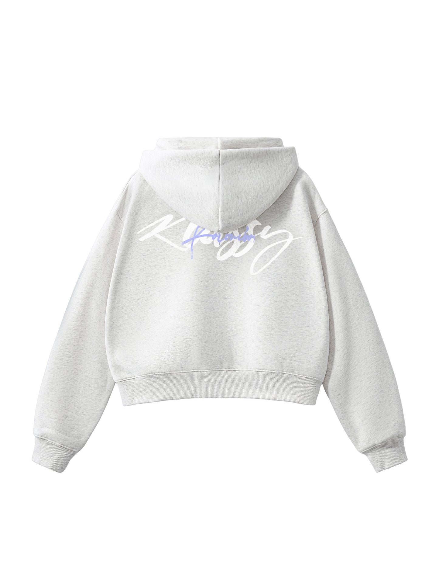 Gray Fleeced Zip-Up Cropped Hoodie