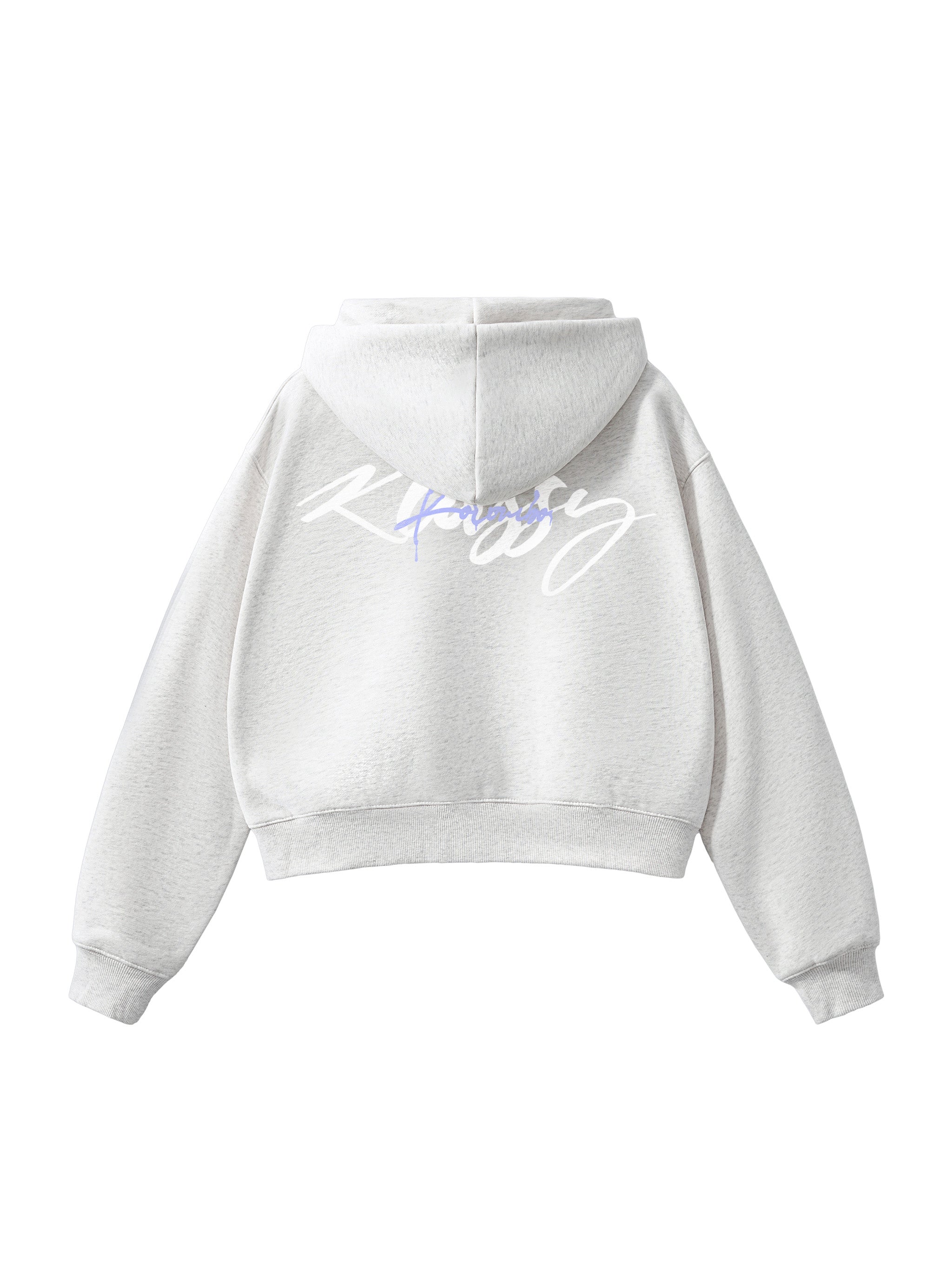 Gray Fleeced Zip-Up Cropped Hoodie