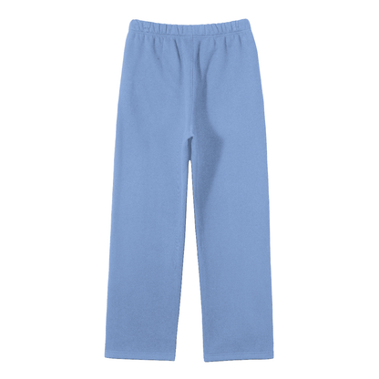Streetwear Unisex Medium Blue Fleece Straight Leg Pants